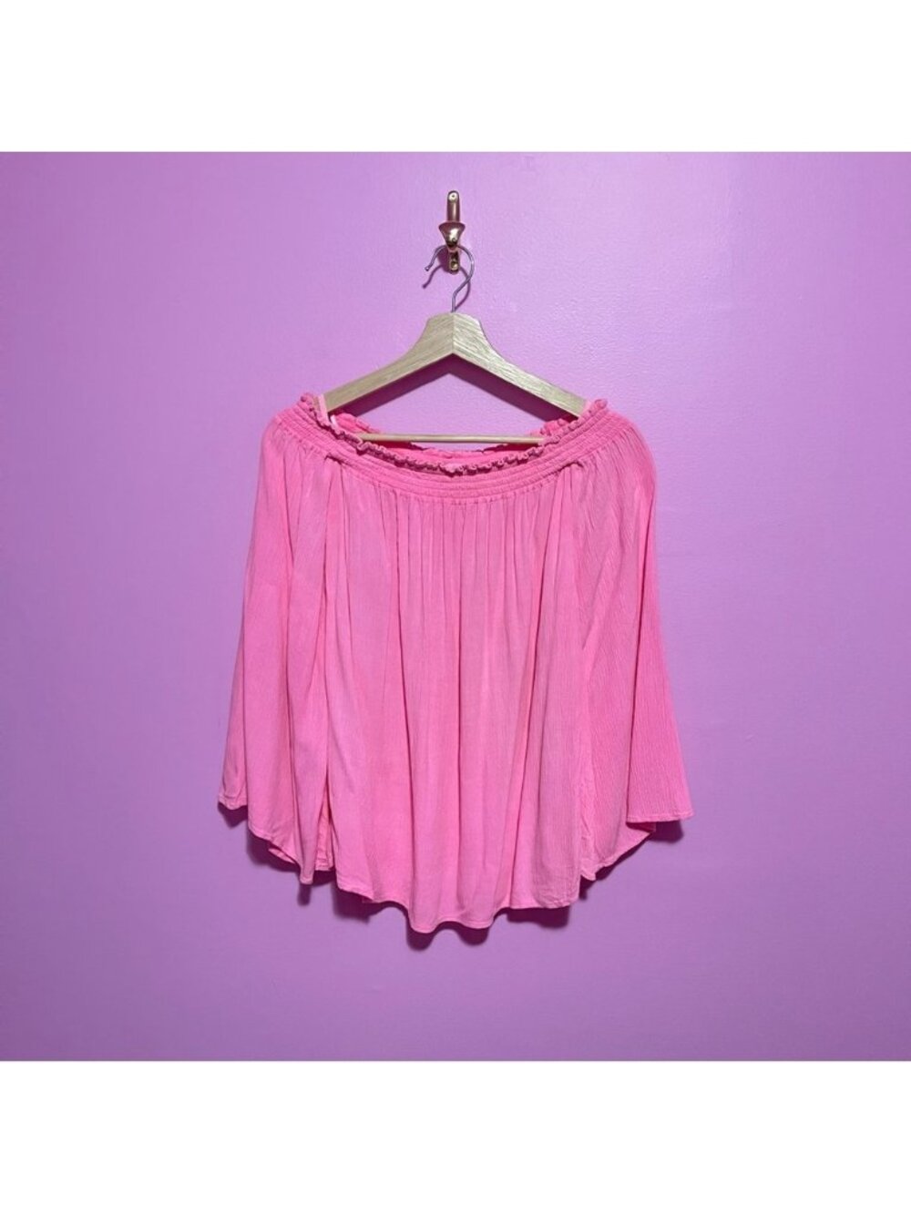Lilly Pulitzer Nita Top Women’s‎ Small Tiki Pink Off-Shoulder Bell Sleeve Blouse - Picture 2 of 6